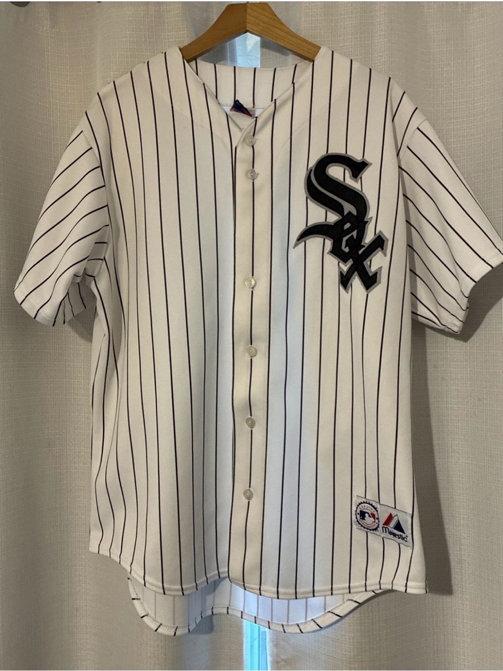 Chicago White Sox jersey pinstripe classic Vtg Majestic L mlb baseball
